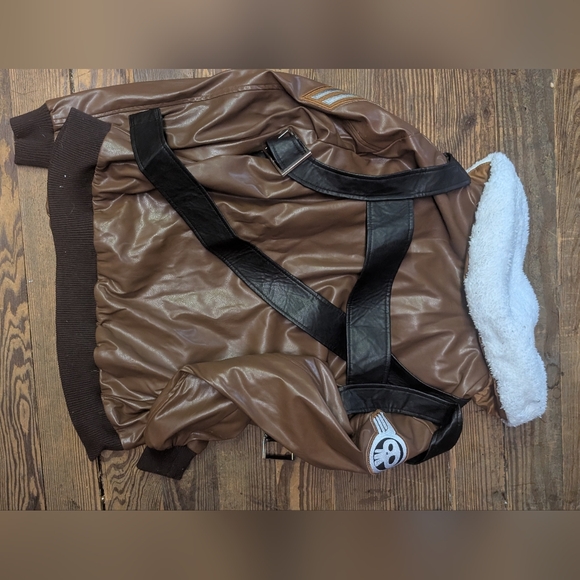 Fortnite Brown Leather Aviator Jacket with Shearling Lining - Picture 2 of 2